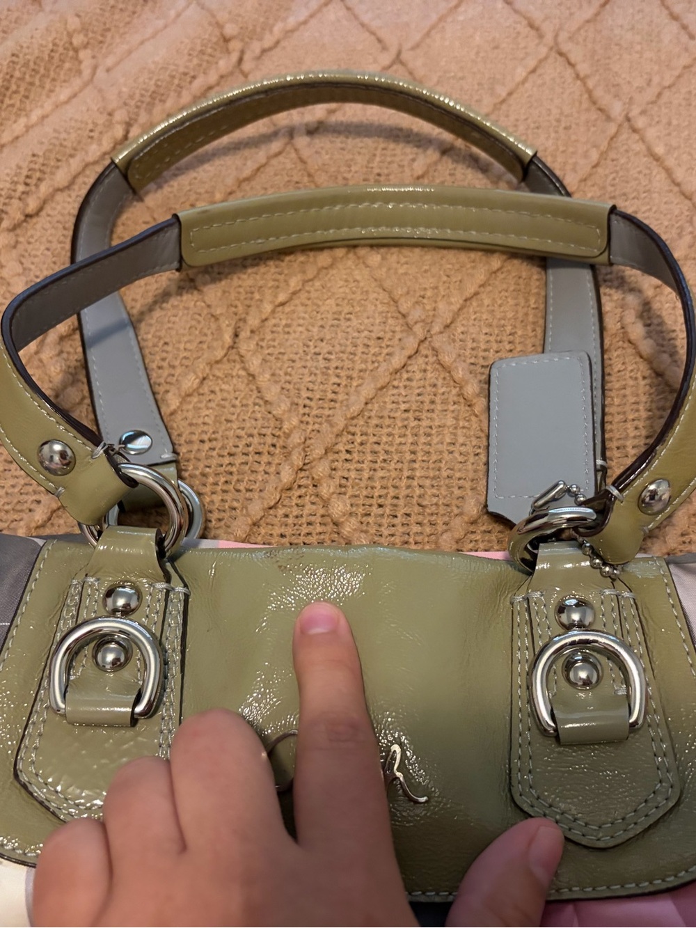Coach Pink, Gray & Cream Ring-Print Shoulder Bag - Picture 5 of 5